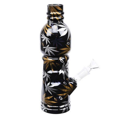 AT-Glas Bottle Bong Schwarz mi